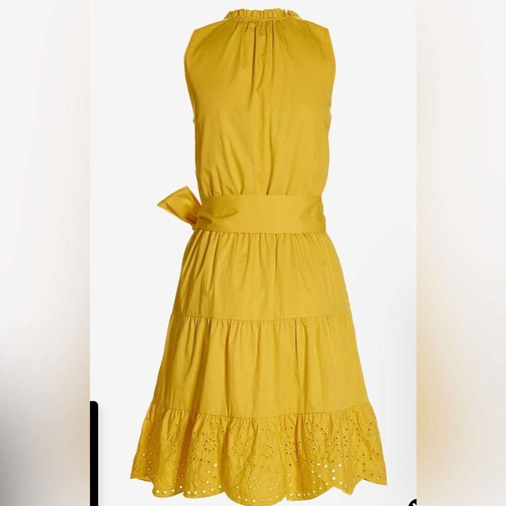 Boston Proper Tie Waist Tiered Fit And Flare Poplin Dress Size Xxs Euc — image 2 of 5